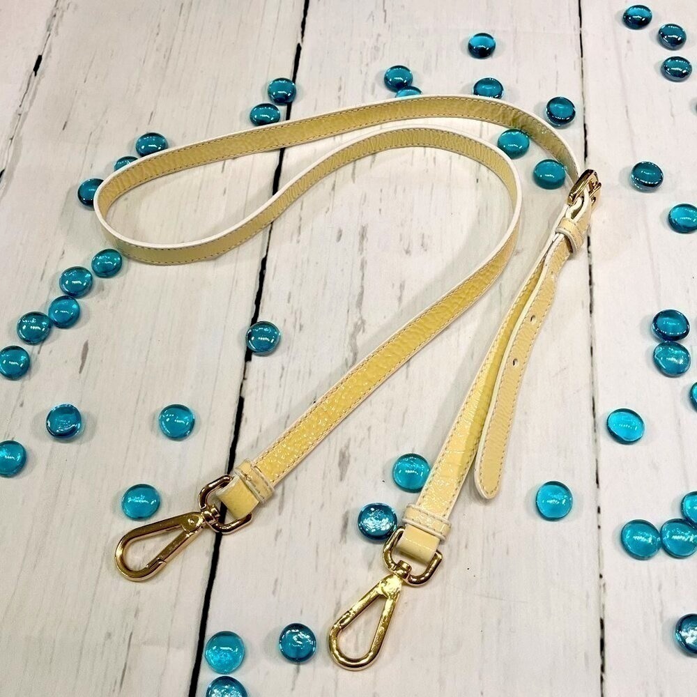 Prada Pale Yellow/White 5/8" Patent Leather Crossbody Strap, Sz: 44" - 48" long